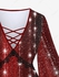 Plus Size Christmas Glitter Sparkling Colorblock Lace Print Lattice Flare Sleeves Party T-shirt - 6x