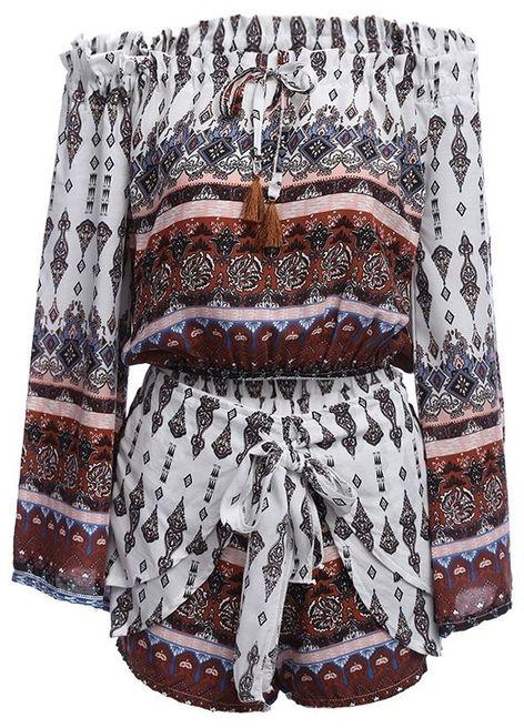 Zaful Print Women Crop Top with Shorts - Colormix