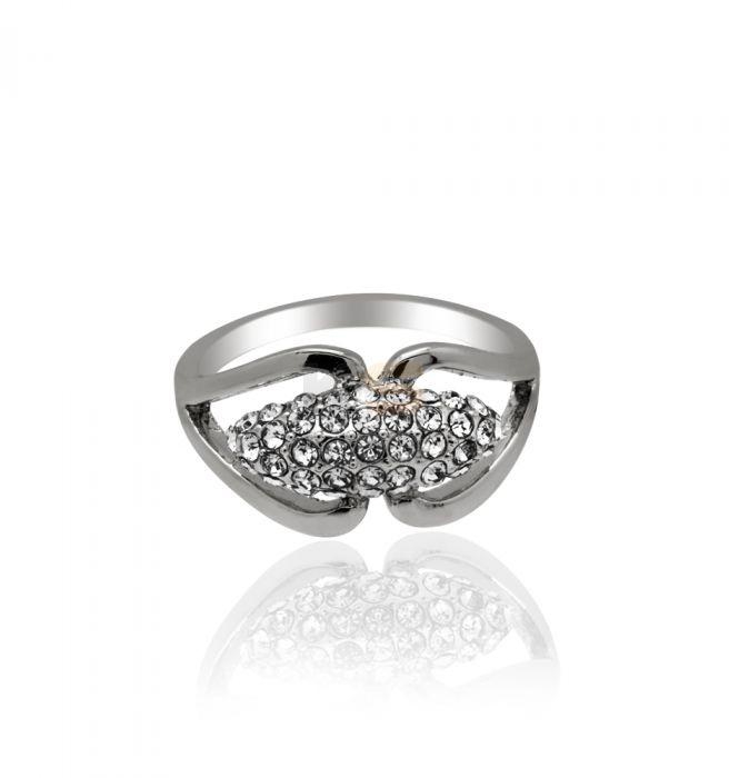 Silver Plated Ring With White Crystal [ANT027RI]
