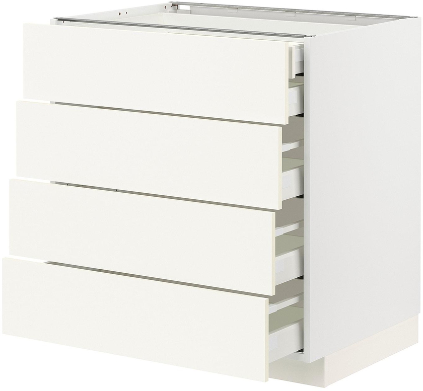 METOD / MAXIMERA خزانة قاعدة 4 واجهة/2منخفض/3وسط - أبيض/Vallstena أبيض ‎80x60 سم‏