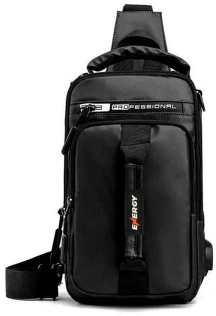 Large Crossbody Shoulder Bag For Unisex Usb Port - Black