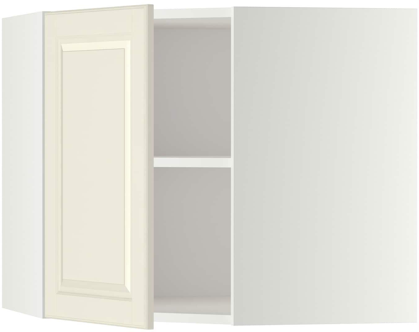 METOD Corner wall cabinet with shelves - white/Bodbyn off-white 68x60 cm