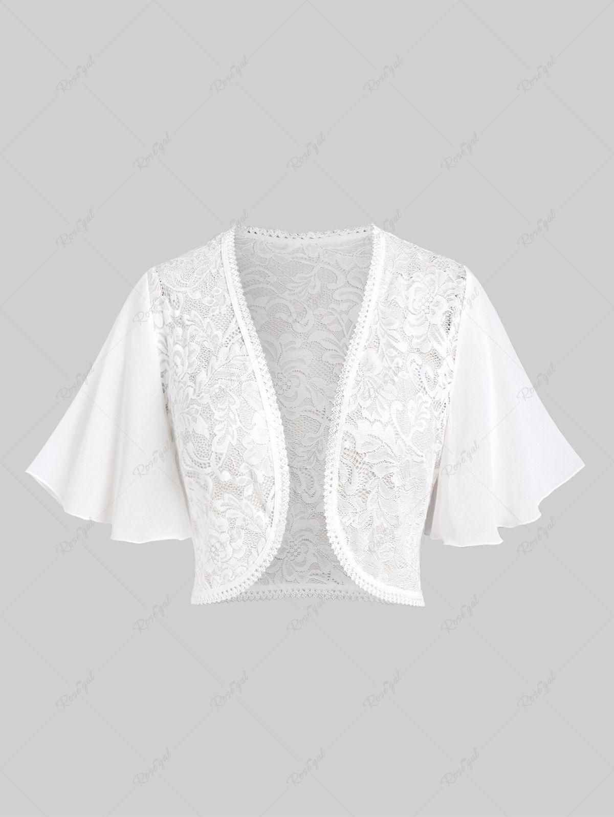 Plus Size Chiffon Butterfly Sleeve Lace Bolero Jacket - 2x | Us 18-20