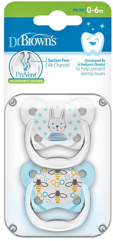 DrBrowns - Prevent Butterfly Shield Soother - Stage 1 - Blue (Pack of 2)- Babystore.ae