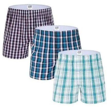 Fashion Boxer Shorts - 3 Pieces-Pure Cotton - Checked (Random color)