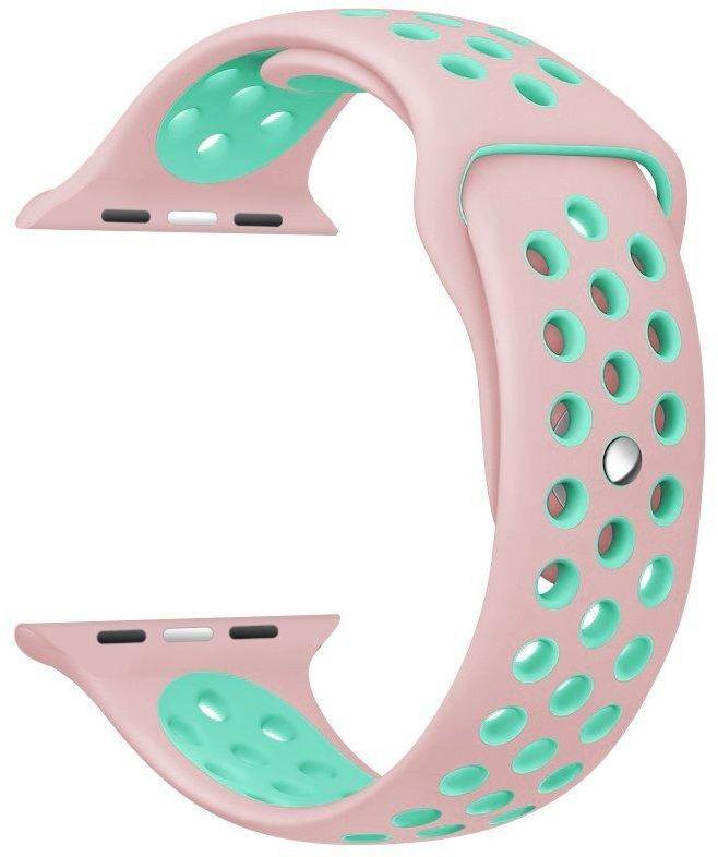 Apple Watch Sport Band Nike plus, Nanotek Soft Silicone Replacement Strap For iWatch Bracelet 42mm, 3pc - Pink/Green (Apple Watch Not Included)