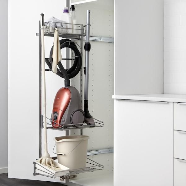 METOD خزانة عالية مع أرفف مواد نظافة, أبيض/Lerhyttan صباغ أسود, ‎40x60x240 سم‏ - IKEA