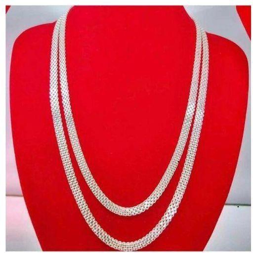 925 Jewellery Genuine Silver 925 r Pure Silver Necklace (Italy 925) 2pcs