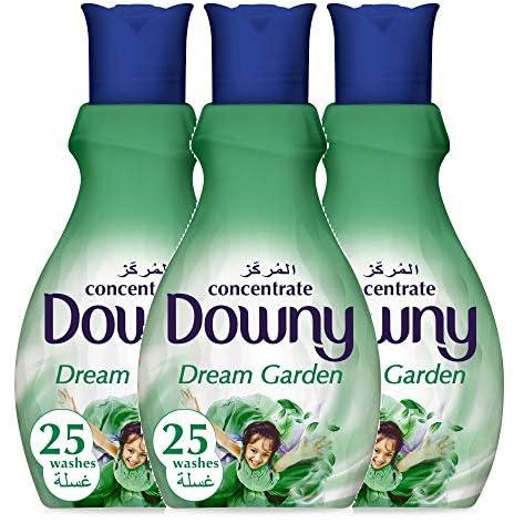 Downy Concentrate Fabric Softener, Dream Garden Scent, Long Lasting Freshness, Fabric and Wrinkle Protector, Pack of 2+1 x 1 Liter