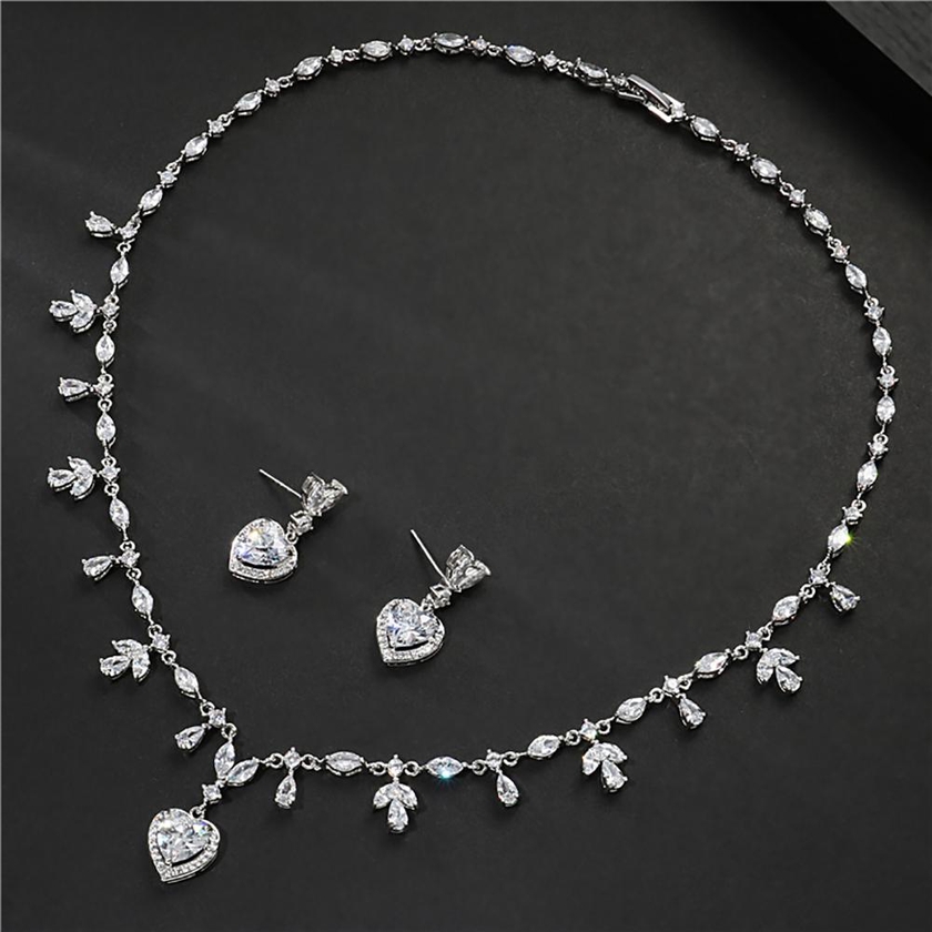 Heart Shape Jewelry Necklace Set (Diamond White)