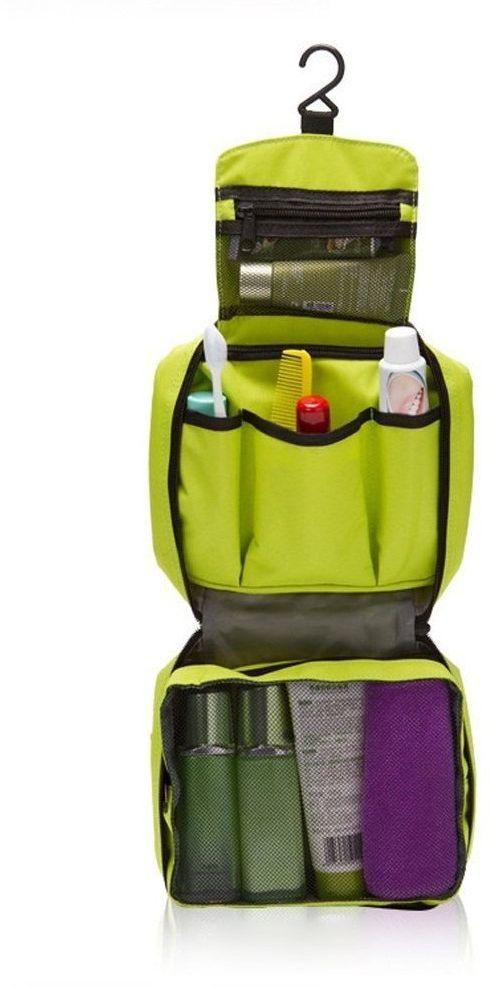 حقيبة عملية جدا ومنظمة لأدوات التجميل والإستحمام وغيرهم أثناء السفر لون أخضر