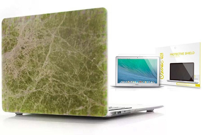 Hard plastic case & Ozone Screen Guard for Macbook 13 Air - Marble 3