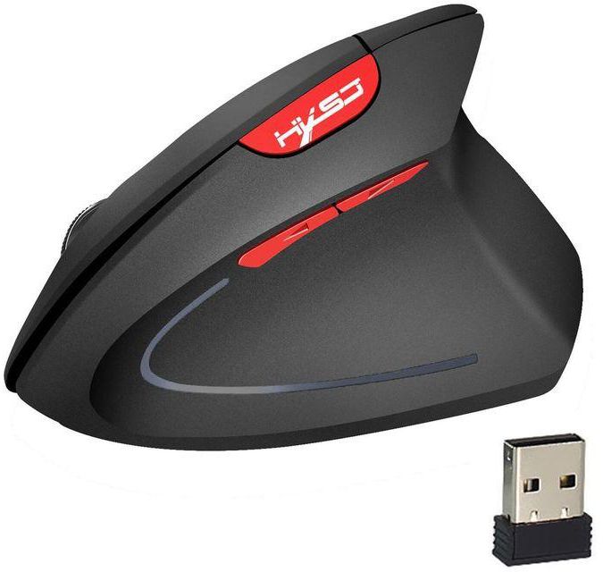 HXSJ T24 6 Buttons 2400 DPI 2.4G Wireless Vertical Ergonomic Mouse With USB Receiver(Black)
