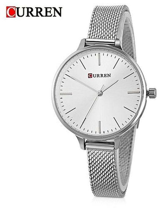 Curren 9022 Women Quartz Watch Diamond Scales Luminous Female Wristwatch-SILVER