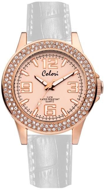 Colori 5-COL325 IPR Dial White PU Leather Strap Watch Amazing Rose Collection