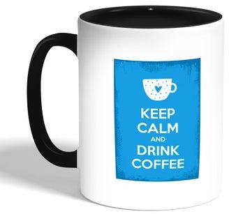 Keep Calm And Drink Tea Printed Coffee Mug, Black 11 Ounce