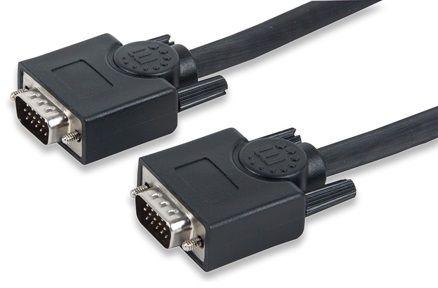 Manhattan 393782 SVGA Monitor Cable- HD15 Male To HD15 Male, 3 Meter, Black