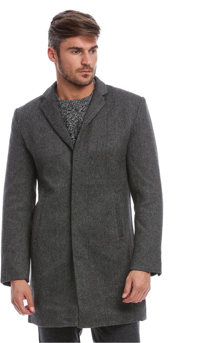 Bellfield Tailored Trench Coat Jacket for Men, Grey Tweed