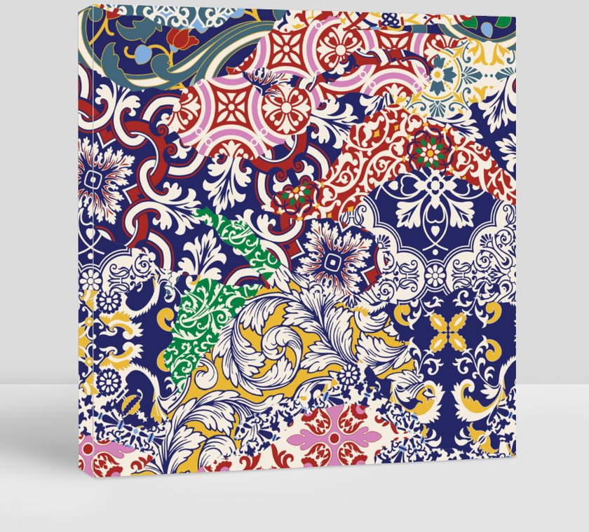 Azulejos Tiles Patchwork Wallpaper, Vector Seamless Pattern