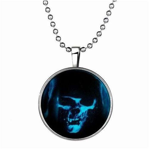 Neworldline Fashion Halloween Skull Pendant Necklace Luminous