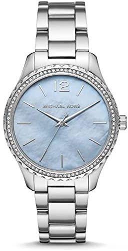 Michael Kors Watch for Women, Quartz Movement, Analog Display, Silver Silver Strap-MK6847