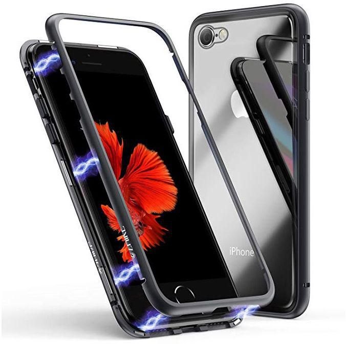 Magnetic Adsorption Iphone 6 Iphone 6S Case Clear Glass Back Cover Magnetic Iphone Cover For Iphone 6 6S Black