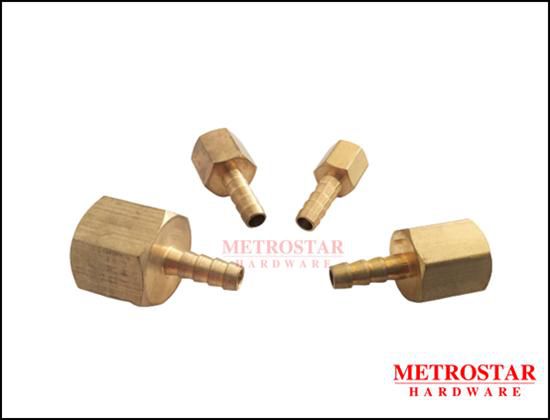 Metrostarhardware Brass Tube Fittings Single Female Union Barb 1/4 - 4 Sizes (Gold)