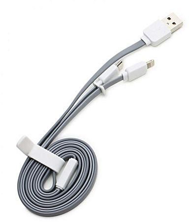 Rock Combo - 2-in-1 USB to Lightning and Micro-USB Charge and Sync Cable - 1 Meter - Grey