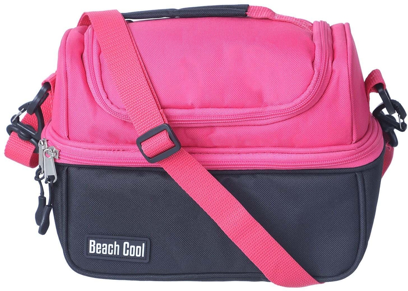 Get Beach Cool Thermal Lined Bag for Food Preservation, 2 Levels, 6 Liter - Fuchsia Black with best offers | Raneen.com