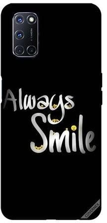 غطاء حماية بطبعة وجه مبتسم وعبارة "Always Smile" لهاتف أوبو A52 وA72 وA92 متعدد الألوان