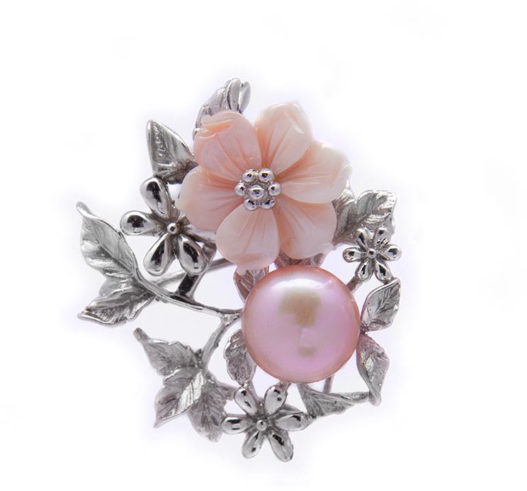 Angie Jewels & Co. Mother of Pearl Sterling Silver Brooch