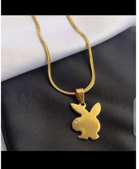 Gold Cuban Link Chain With Bunny Pendant