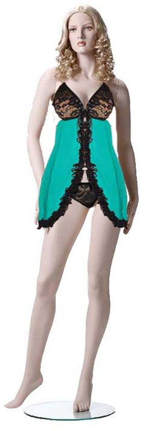 Fg Lingerie Babydoll Lycra Green And Black Made In Egypt