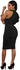 Black One Shoulder Ruffle Sleeve Midi Dress