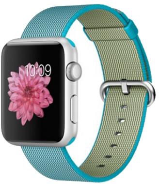 Apple Watch MMFN2 42mm Silver Aluminum Case with Scuba Blue Woven Nylon Band