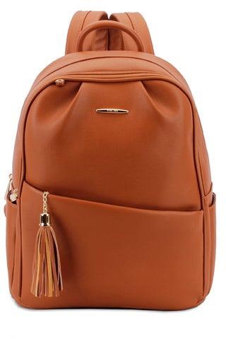 Faux Leather Fashion Backpack Brown