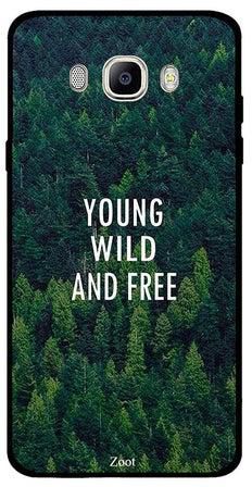 غطاء حماية واقٍ لهاتف سامسونج جالاكسي J7 2016 مطبوع عليه عبارة Young Wild And Free