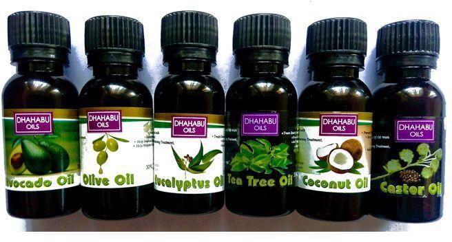 Dhahabu 6 in 1 Olive oil Castor oil Eucalyptus oil Tea tree oil Coconut oil and Avocado oil essential oils