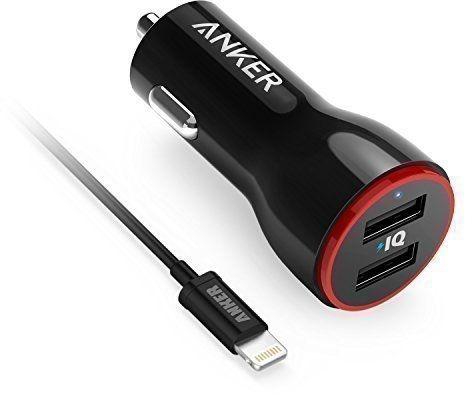 Anker 24W Dual USB Car Charger PowerDrive 2 + 3ft Lightning to USB Cable Combo iPhone Car Charger MFi-Certified for iPhone X / 8 / 7 / 6s / 6 / 6 Plus, iPad Air 2 / mini 3, and More