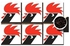 6-Piece Coaster Set White/Red/Black 7x7 centimeter