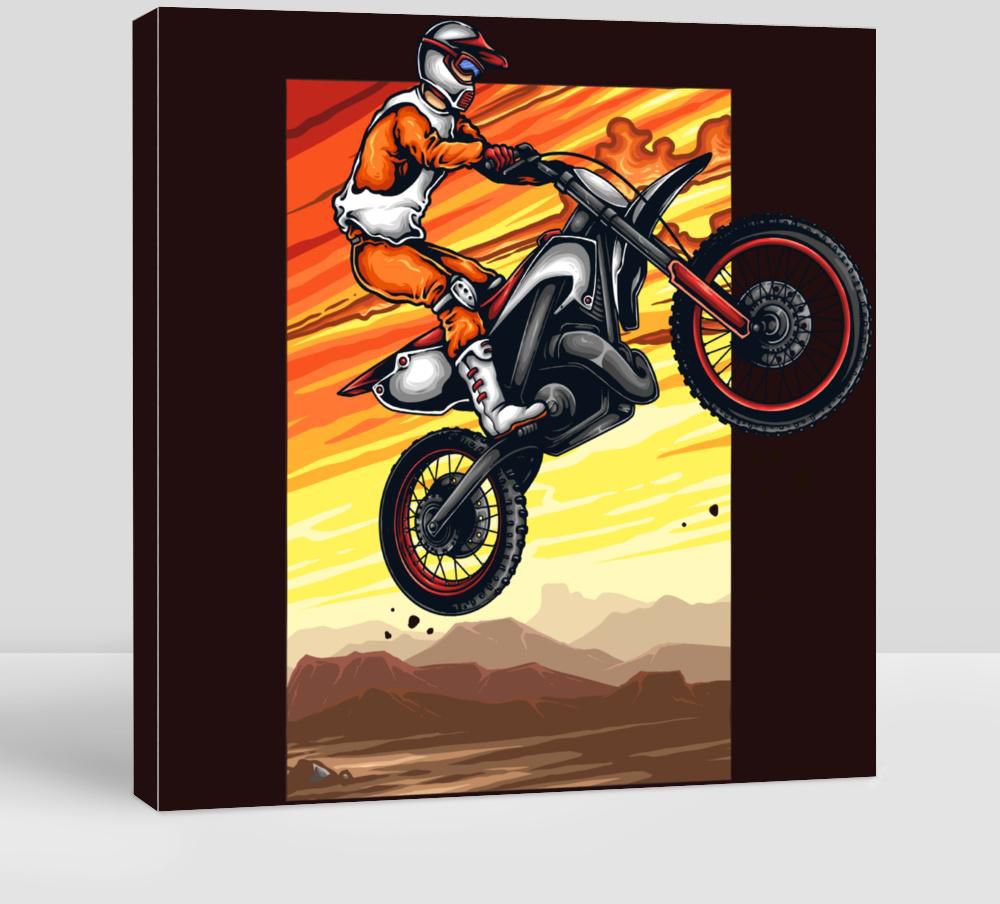 Man Jumping With the Motocross With Sunset