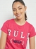 Regular Fit Crew Neck Rule Printed T-Shirt Pink