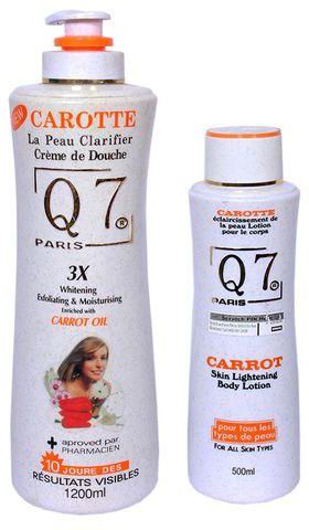 Q7 Carrot 3X Whitening Shower Cream+Q7Carrot Skin Lightening Body Lotion