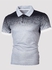 Men's Gradual Color 3D Printing Slim Fitting Polo Shirt