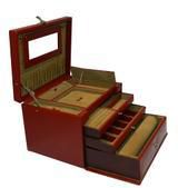 لافيري صندوق تخزين منظم متعدد الوظائف من الجلد للمجوهرات للحلقة,القلادة, القرط والسوار- لون الكرز