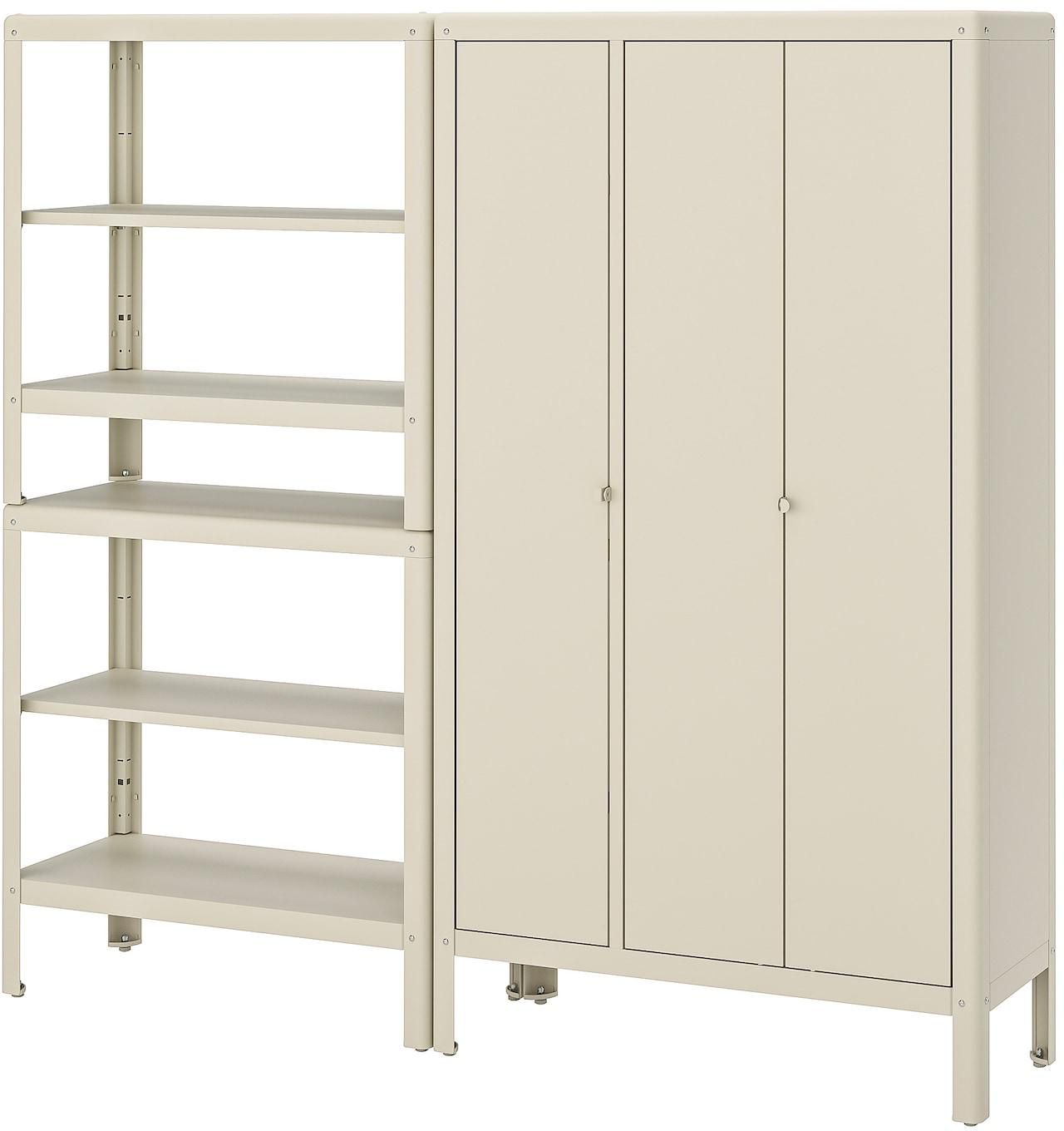 KOLBJÖRN Shelving unit with cabinet - beige 171x37x161 cm