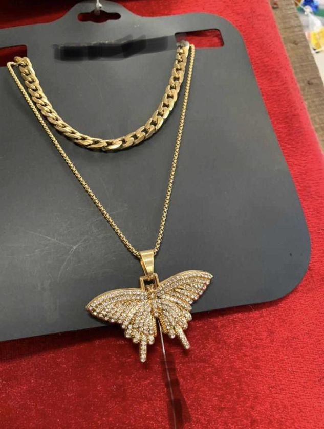 DOUBLE LAYER HIGH GRADE GOLD NECKLACE WITH PENDANT