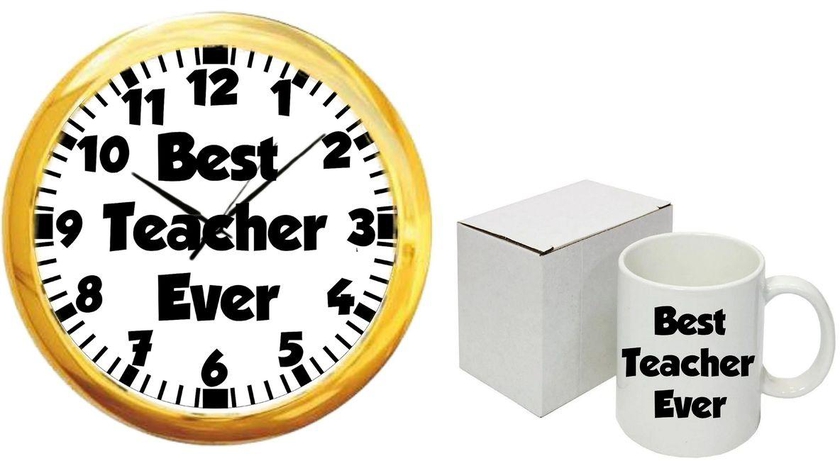 Best Teacher Ever Clock And Mug