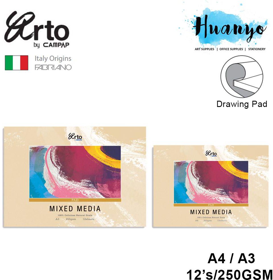 Campap Arto Fabriano Mixed Media Painting Paper Pad (A4 / A3, 250gsm, 12 Sheets)