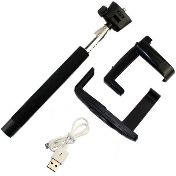 Black Extendable Monopod with Built in Wireless Shutter for Android and APPLE SmartphoneS